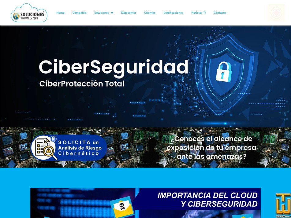 Taken on 14 January, 2026 screenshot of Soluciones de Ciberseguridad Avanzada - 2026 from solucionesvirtualesperu.com