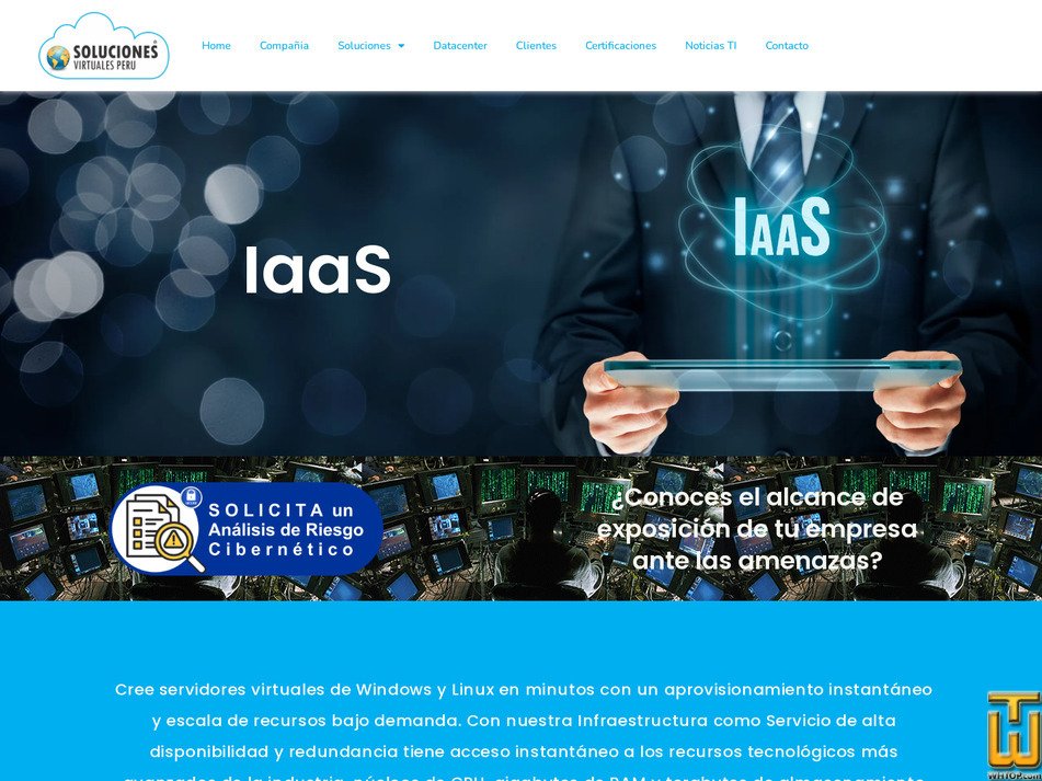 screenshot of Infraestructura como Servicio - Soluciones IaaS - 2026 from solucionesvirtualesperu.com