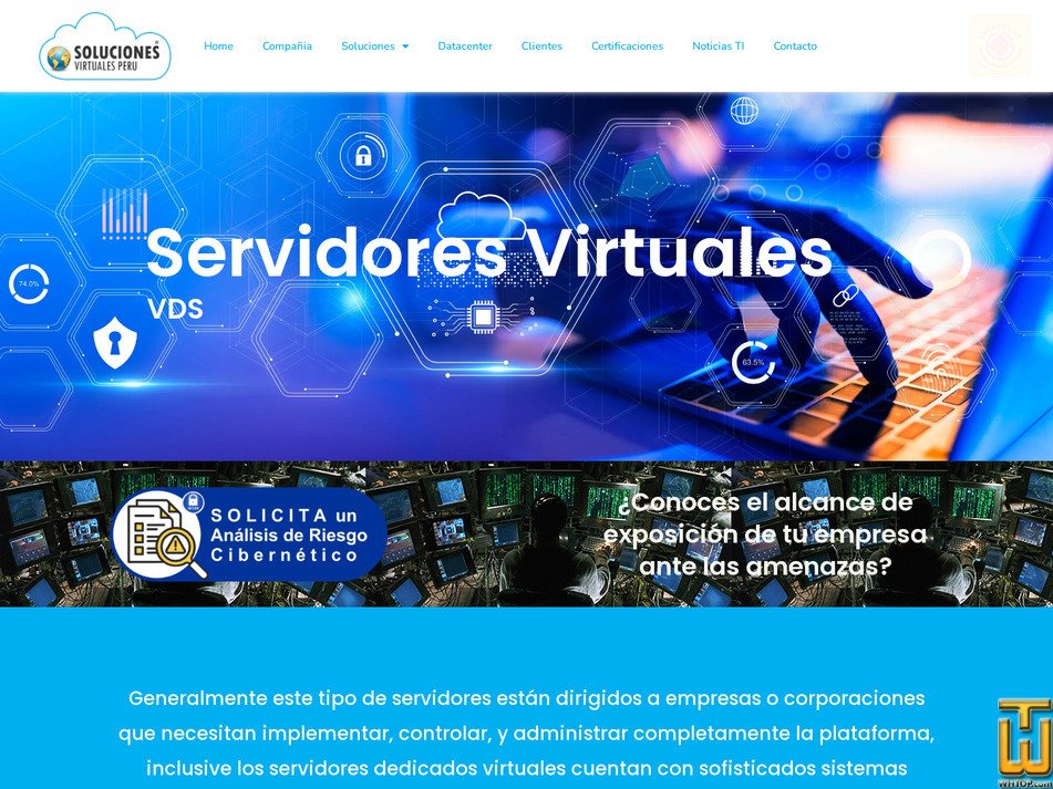screenshot of Servidor Dedicado Virtual de Alta Disponibilidad - VDS - 2026 from solucionesvirtualesperu.com