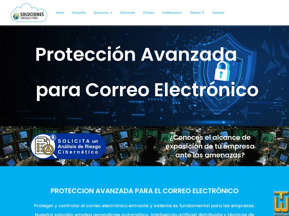 screenshot of Seguridad Avanzada para el Correo Electrónico - 2026 from solucionesvirtualesperu.com