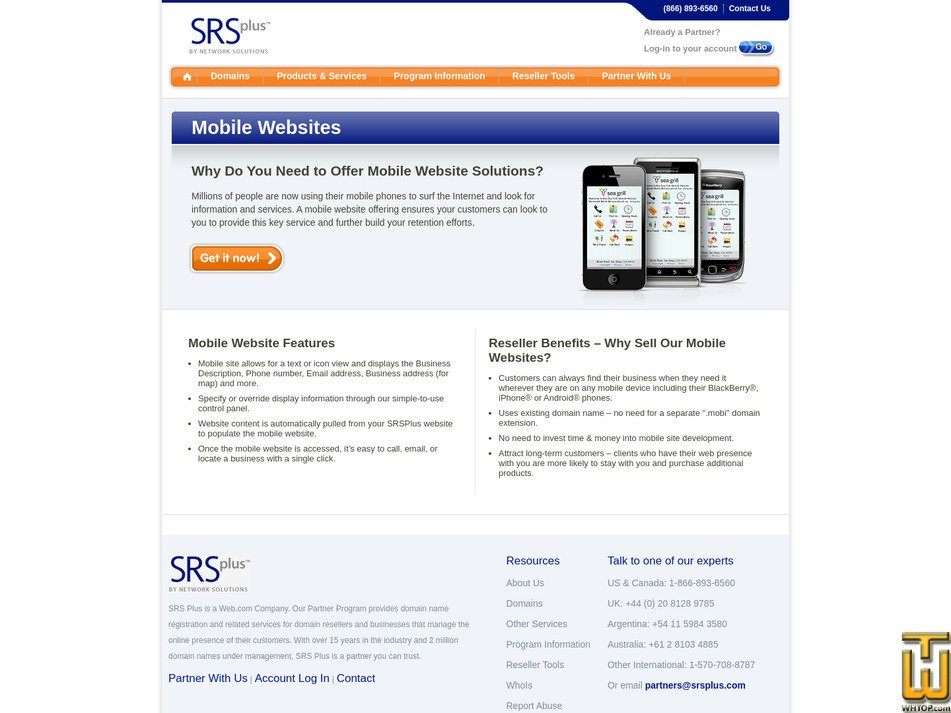 Taken on 27 August, 2026 screenshot of Mobile Hosting from srsplus.com