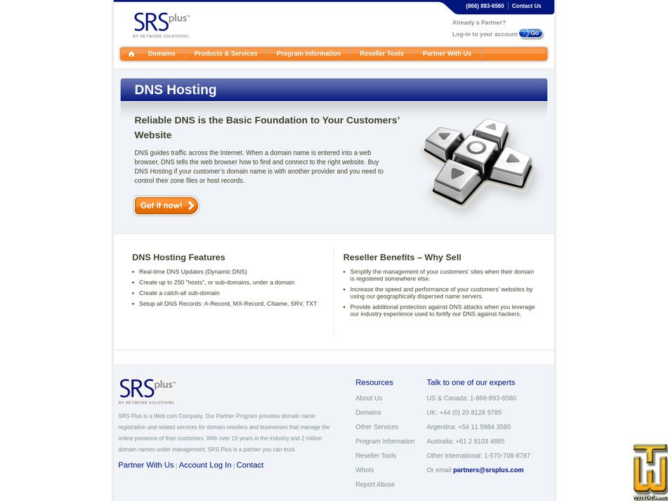 Taken on 27 August, 2026 screenshot of Domain DNS Hosting from srsplus.com