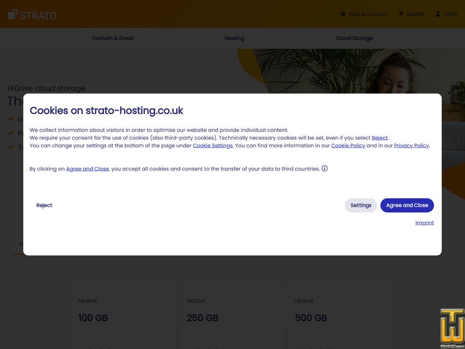 Taken on 23 August, 2026 screenshot of HiDrive 250 GB from strato-hosting.co.uk