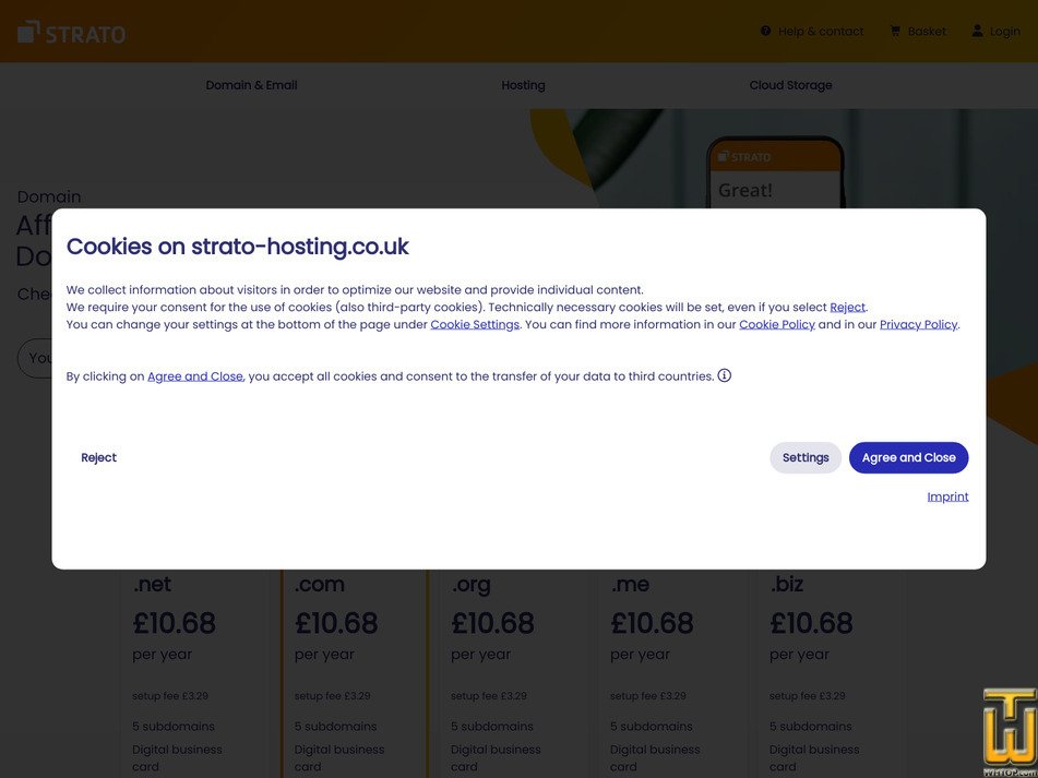 Taken on 23 August, 2026 screenshot of .com from strato-hosting.co.uk