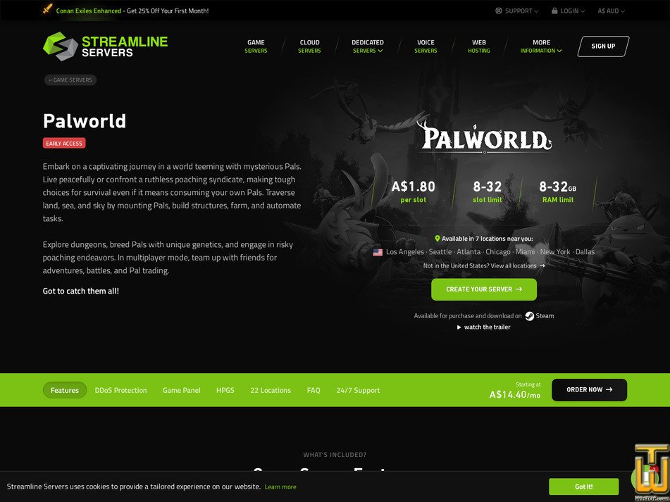 Taken on 19 June, 2026 screenshot of Palworld from streamline-servers.com