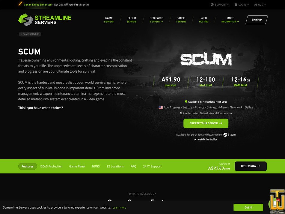 Taken on 19 June, 2026 screenshot of SCUM from streamline-servers.com