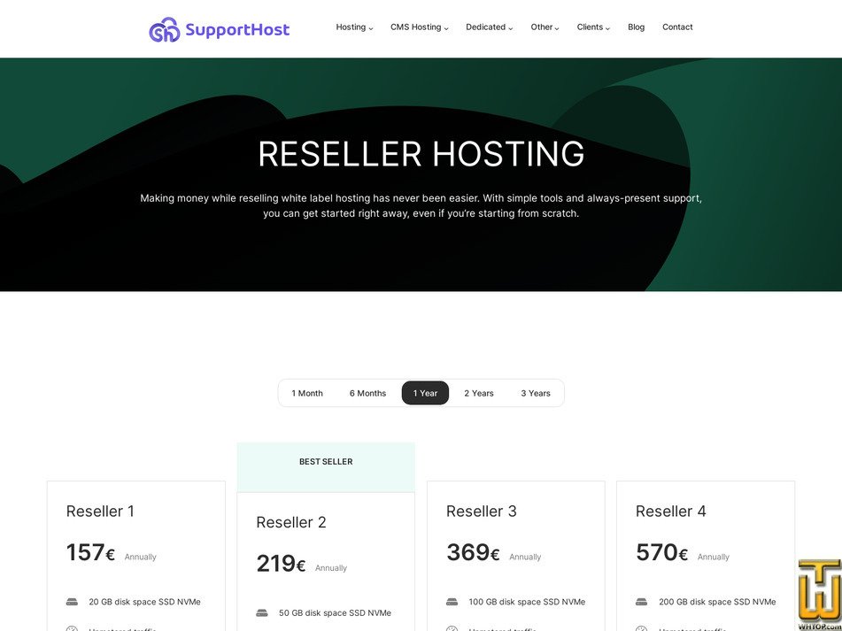 screenshot of Reseller 4 from supporthost.com
