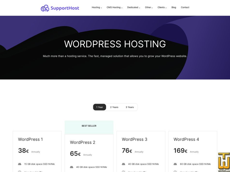 screenshot of WordPress 1 from supporthost.com