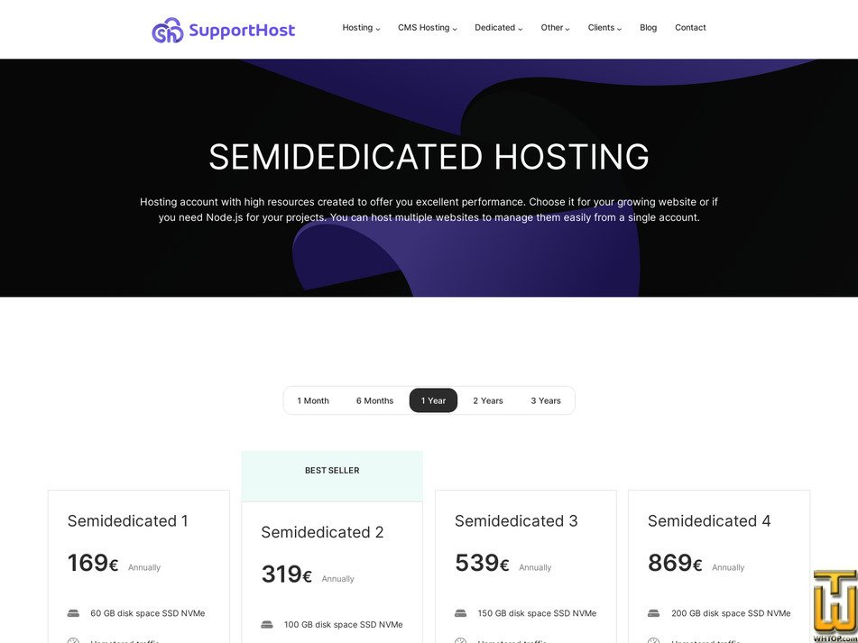 screenshot of Semidedicated 2 from supporthost.com