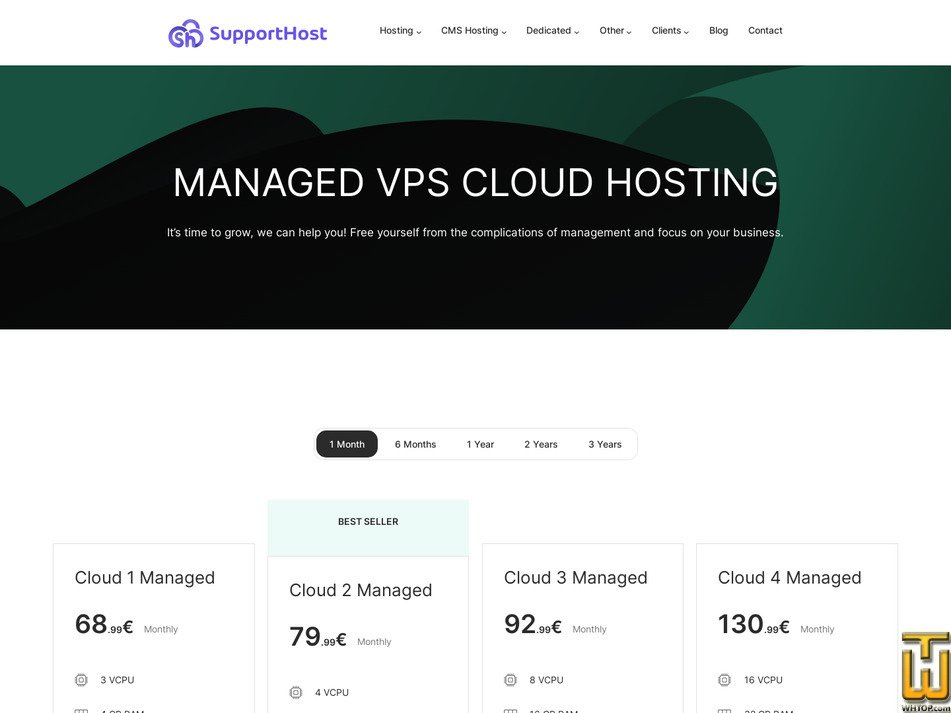 screenshot of Cloud 1 Managed from supporthost.com