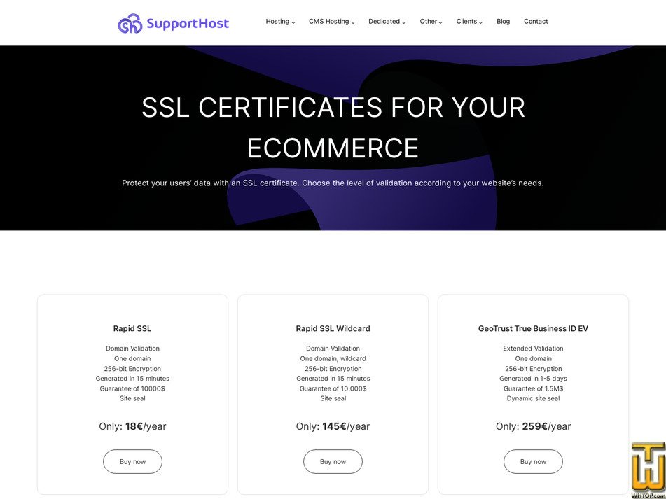screenshot of GeoTrust True Business ID EV from supporthost.com