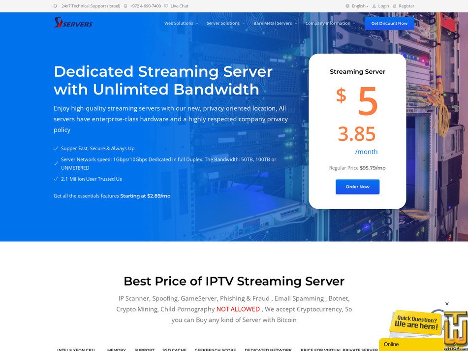 Taken on 12 May, 2026 screenshot of Streaming Server 02 from svservers.com