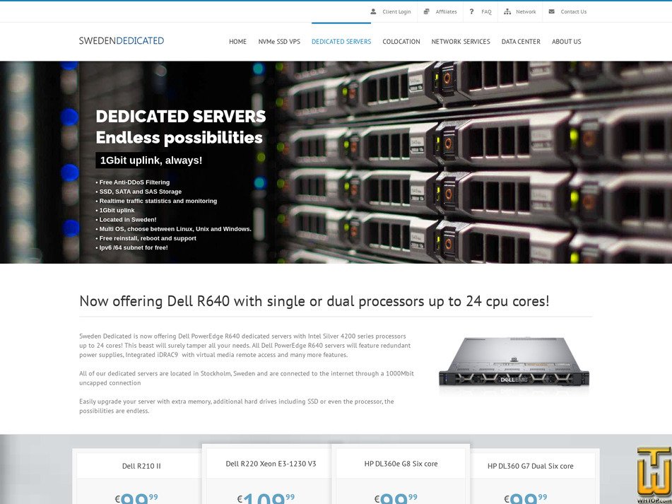 Taken on 27 April, 2026 screenshot of HP DL360 G7 Dual Six core from swedendedicated.com