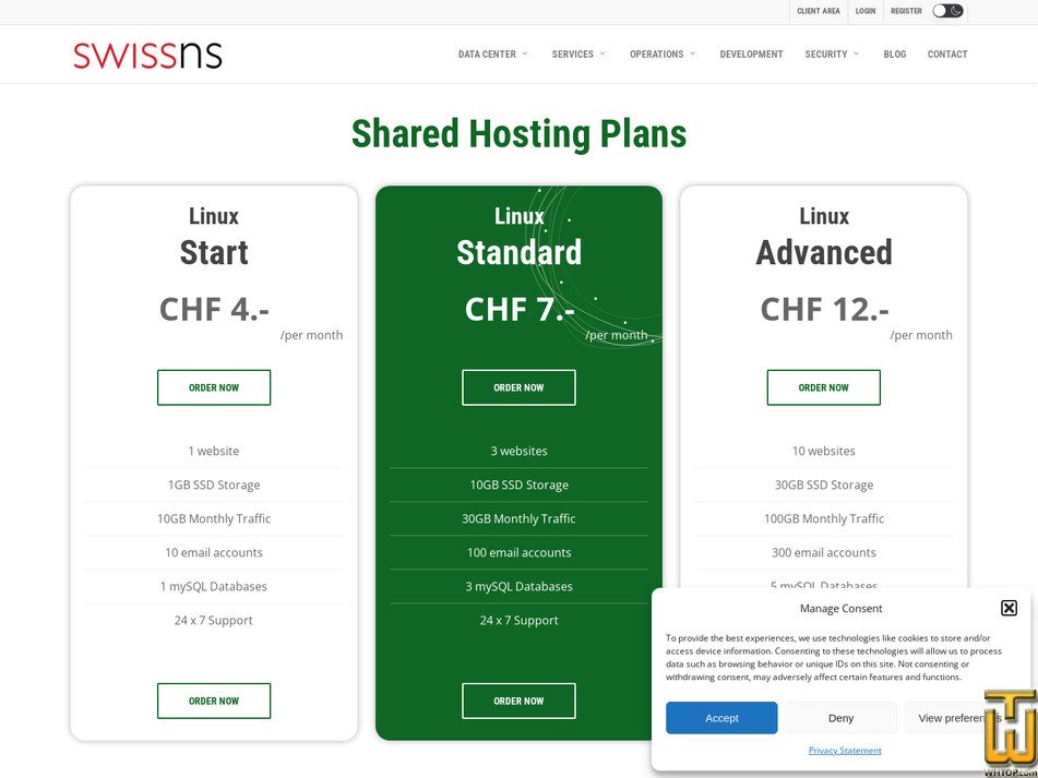 Taken on 27 May, 2026 screenshot of Linux Web Start from swissns.ch