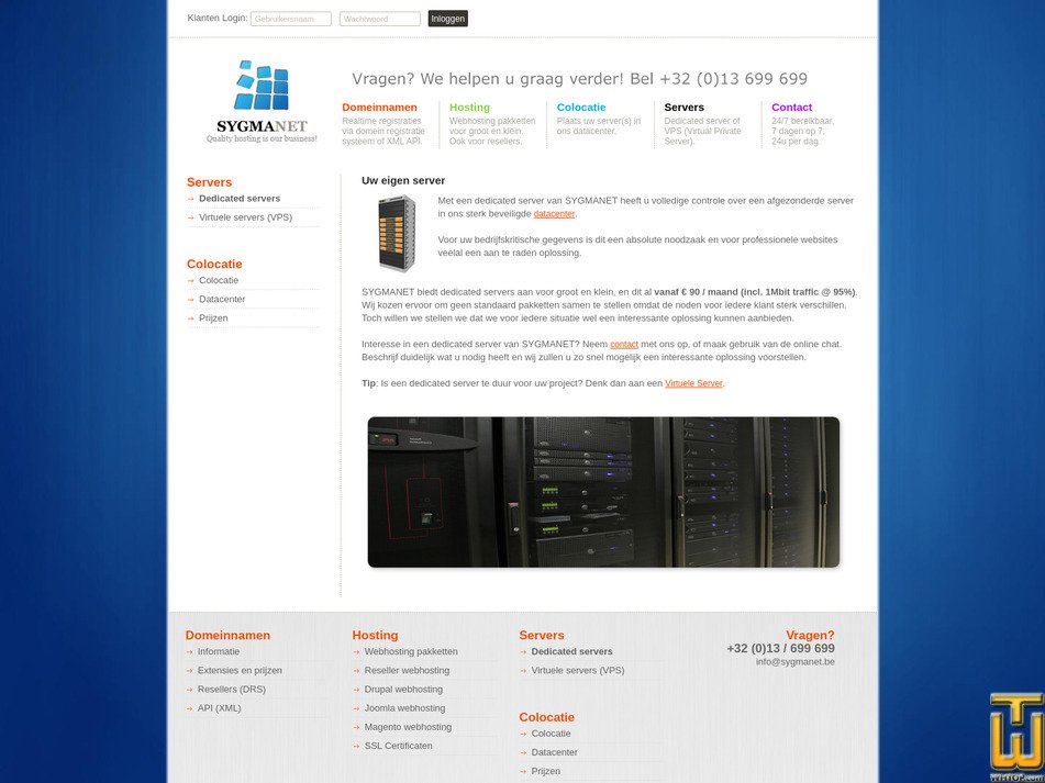 screenshot of Dedicated Server from sygmanet.be
