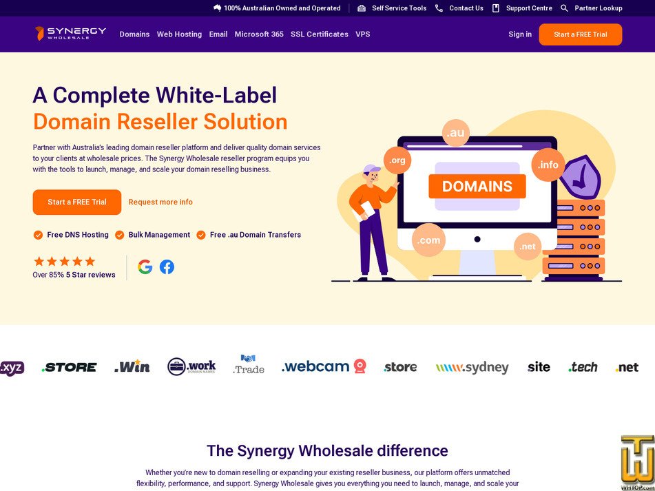 Taken on 26 January, 2026 screenshot of Domain Reseller Solution from synergywholesale.com