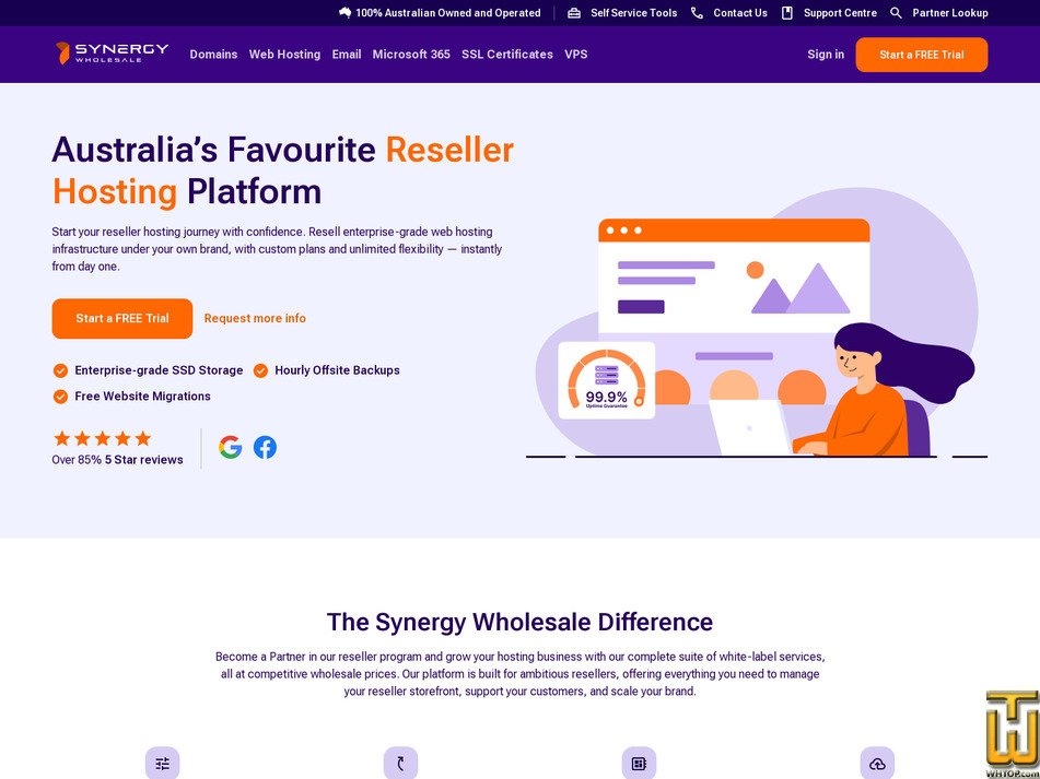 screenshot of Reseller Web Hosting from synergywholesale.com