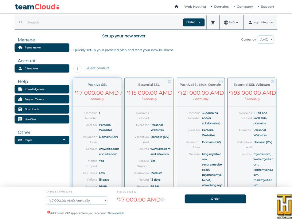 Taken on 17 April, 2026 screenshot of Positive SSL from teamcloud.am
