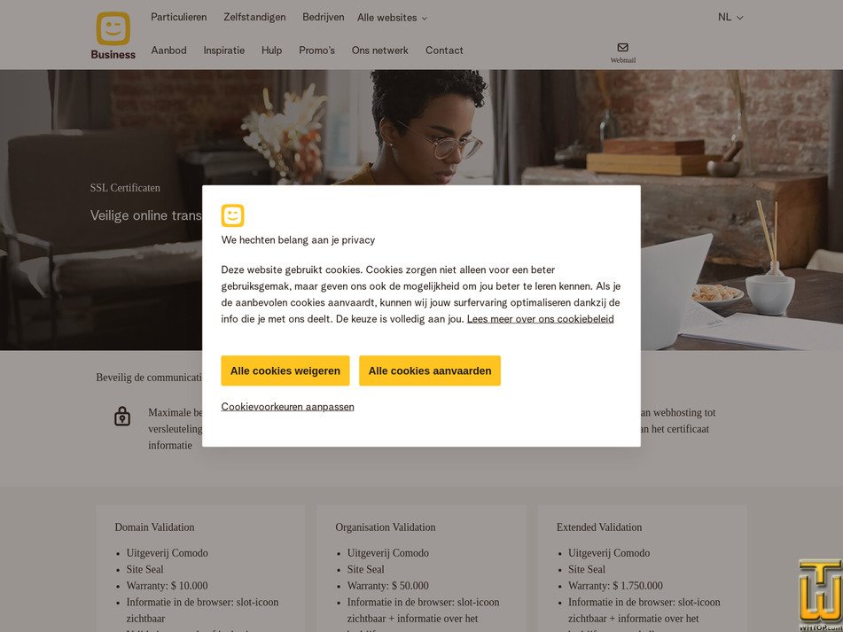 screenshot of Extended Validation from telenet.be