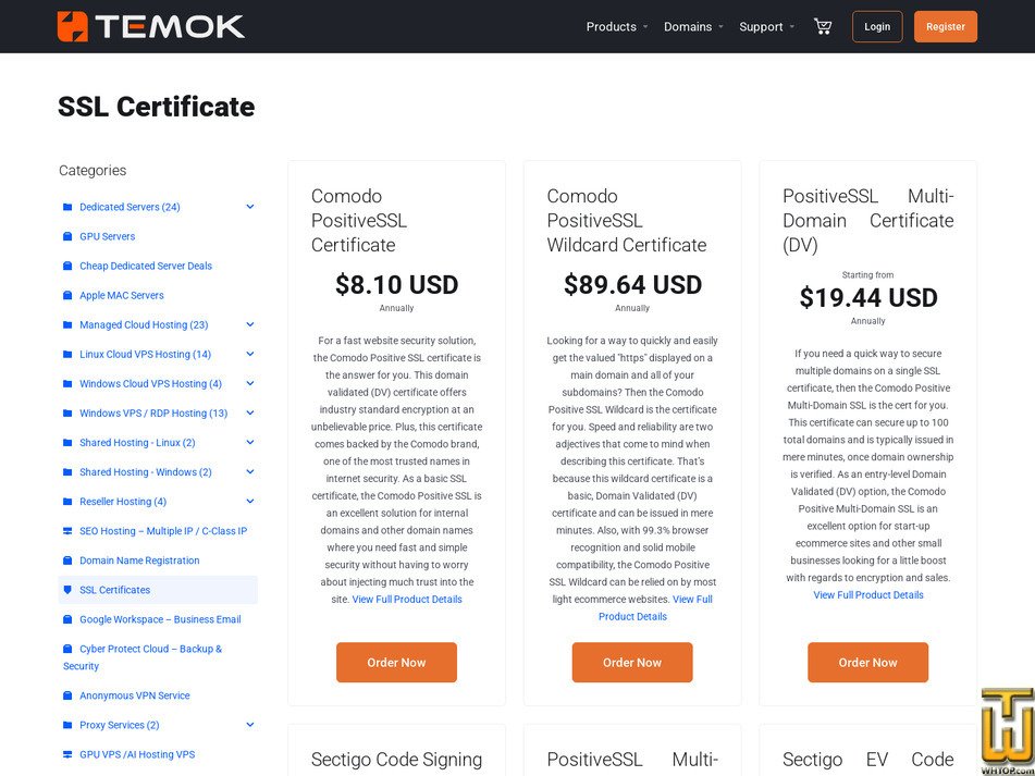 screenshot of Comodo HackerGuardian PCI Scan Control Center from temok.com