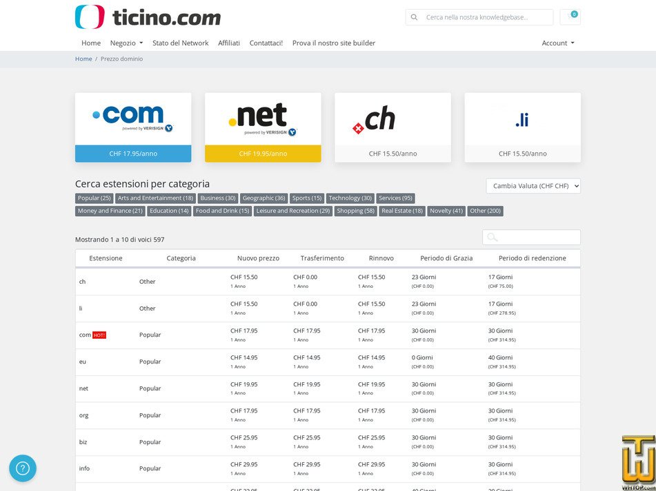Taken on 17 September, 2026 screenshot of .COM from ticino.com