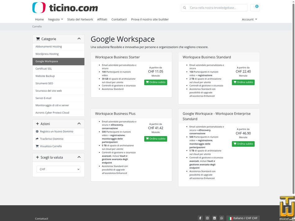 Taken on 17 September, 2026 screenshot of Workspace Business Plus from ticino.com
