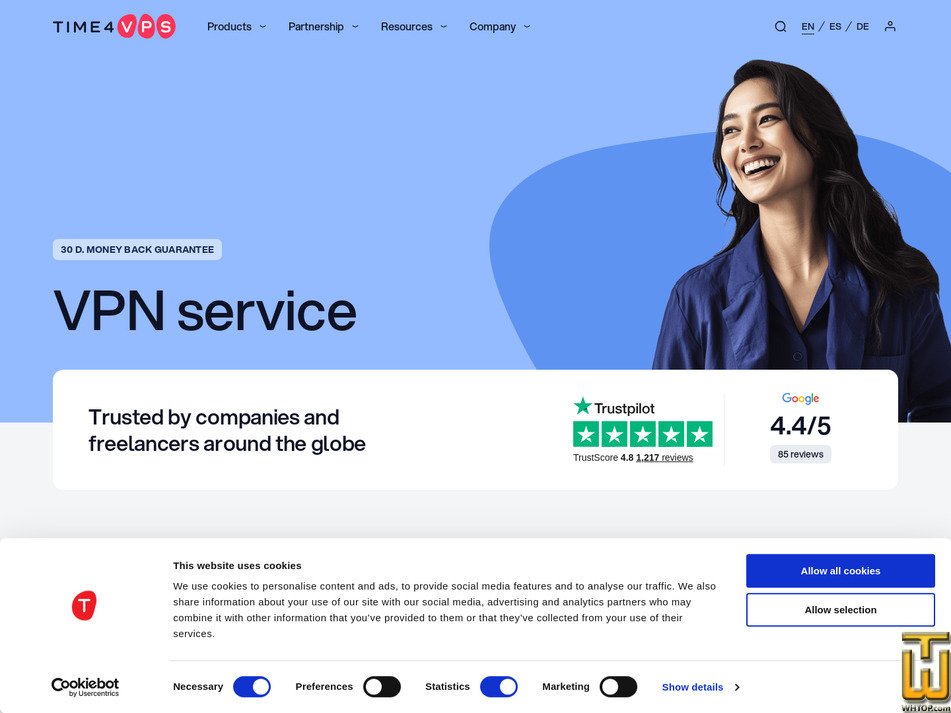 screenshot of Secure VPN from time4vps.com