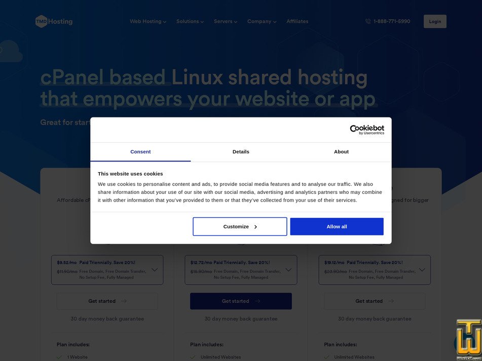 screenshot of Starter from tmdhosting.com