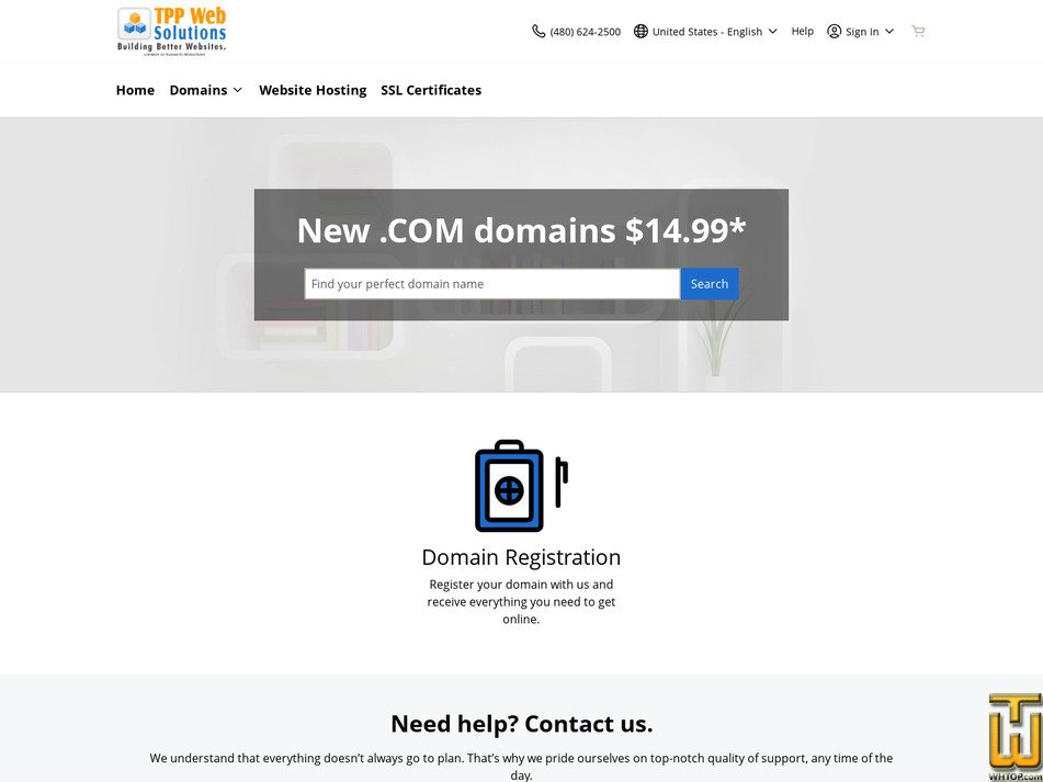 Taken on 13 September, 2026 screenshot of .COM Domain Registration from tppwebsolutions.com