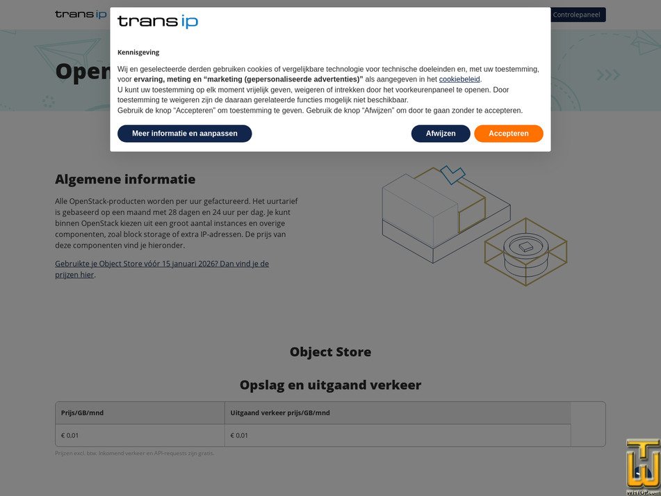 Taken on 25 January, 2026 screenshot of NetApp Performance-Y1, 100 GB from transip.nl