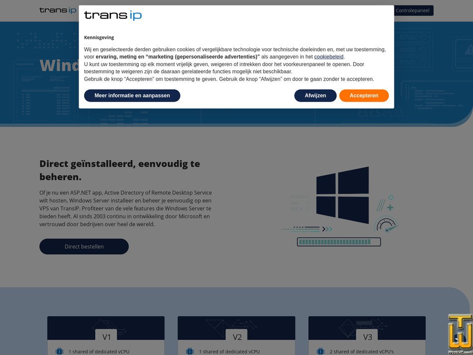 screenshot of SandboxVPS from transip.nl