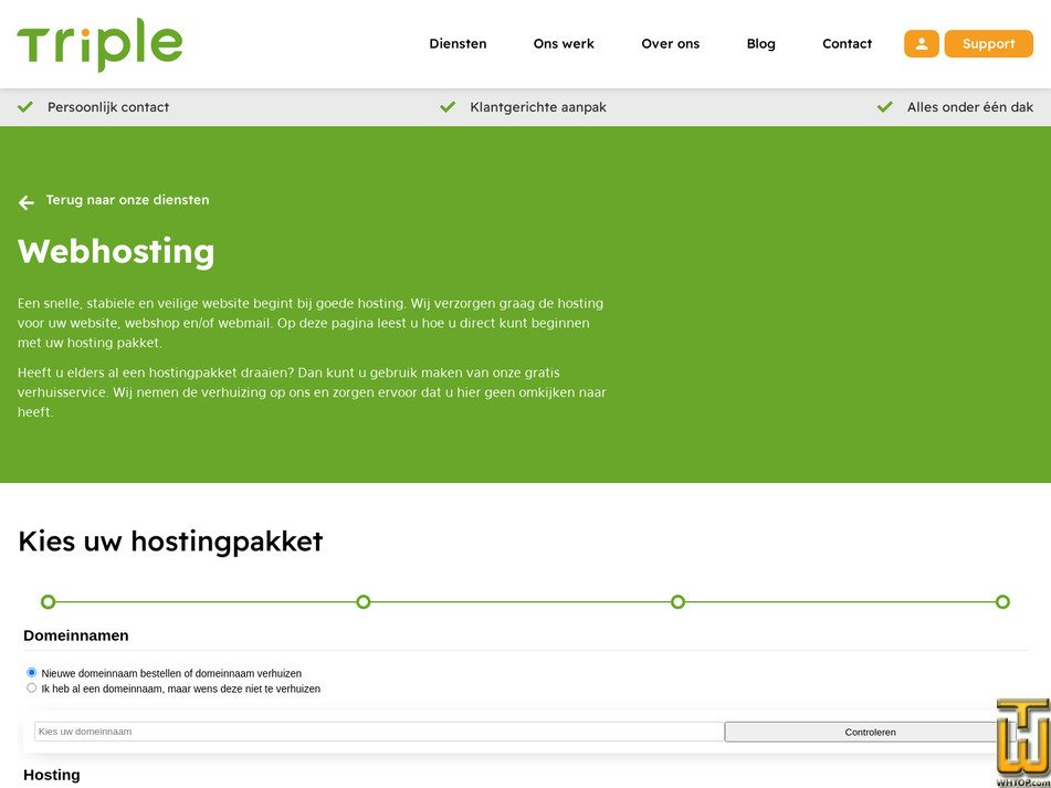 screenshot of Hosting Large from triple.nl