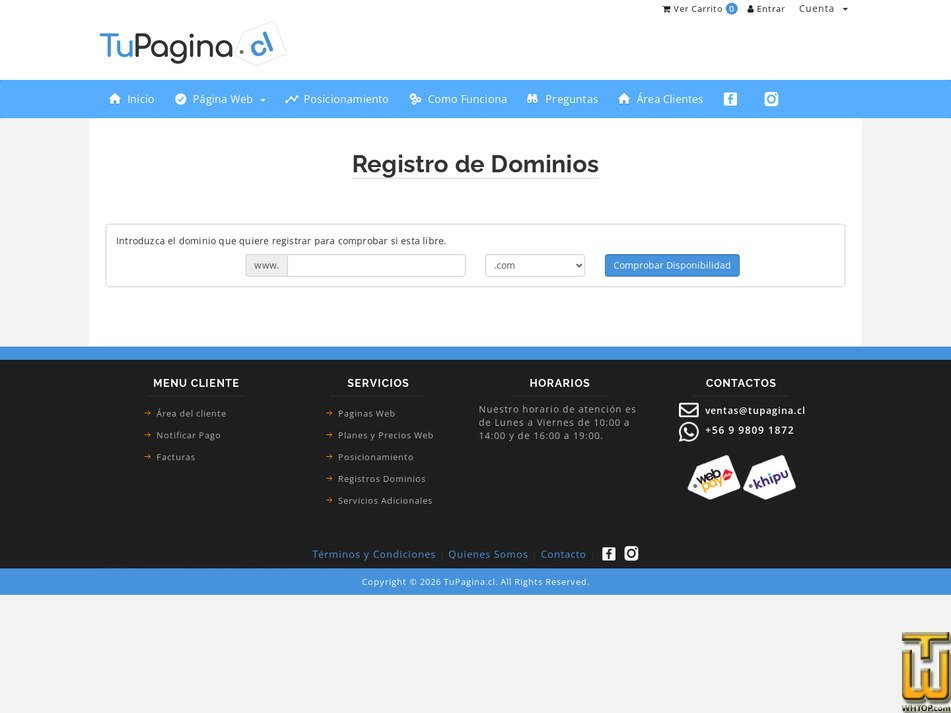 Taken on 28 July, 2026 screenshot of .COM from tupagina.cl