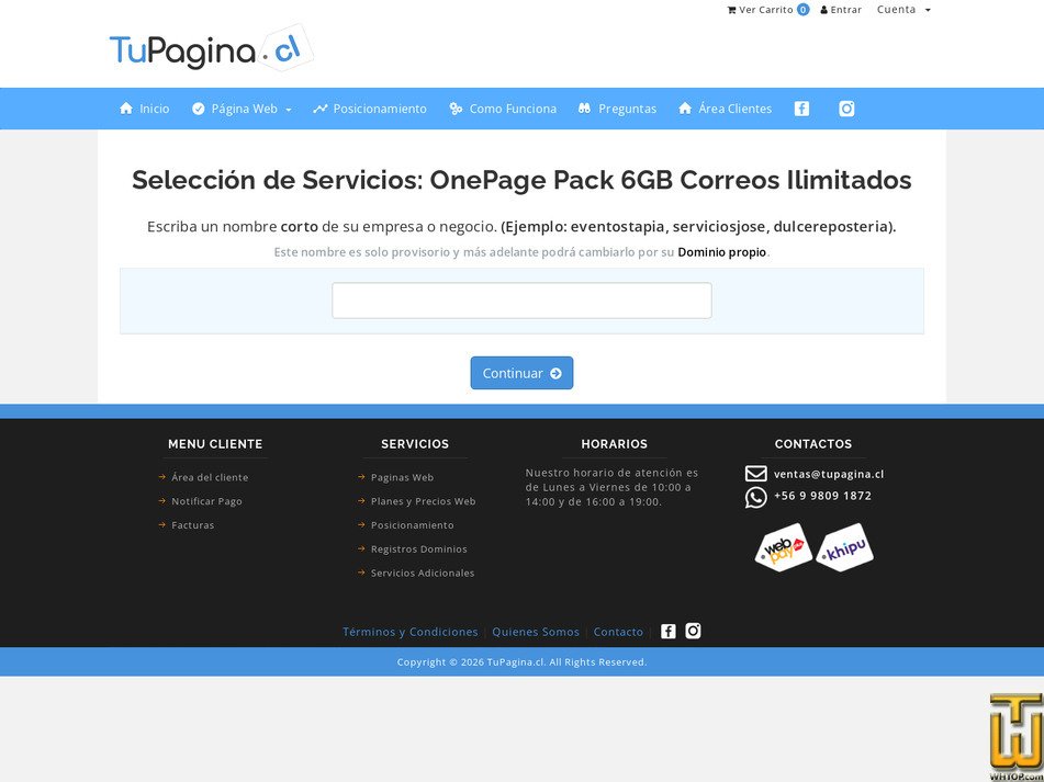Taken on 28 July, 2026 screenshot of OnePage Pack 6GB Correos Ilimitados from tupagina.cl