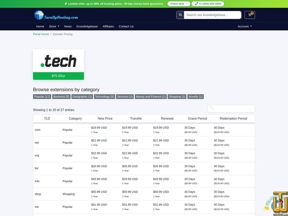 Taken on 18 September, 2026 screenshot of .com from turnuphosting.com