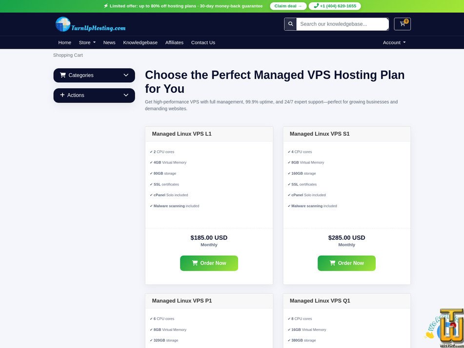 Taken on 18 September, 2026 screenshot of Managed Linux VPS Q1 from turnuphosting.com