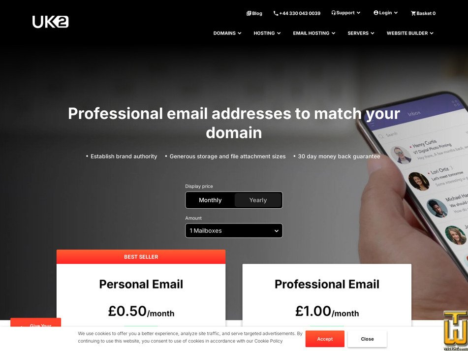 Taken on 21 March, 2026 screenshot of Personal Email from uk2.net