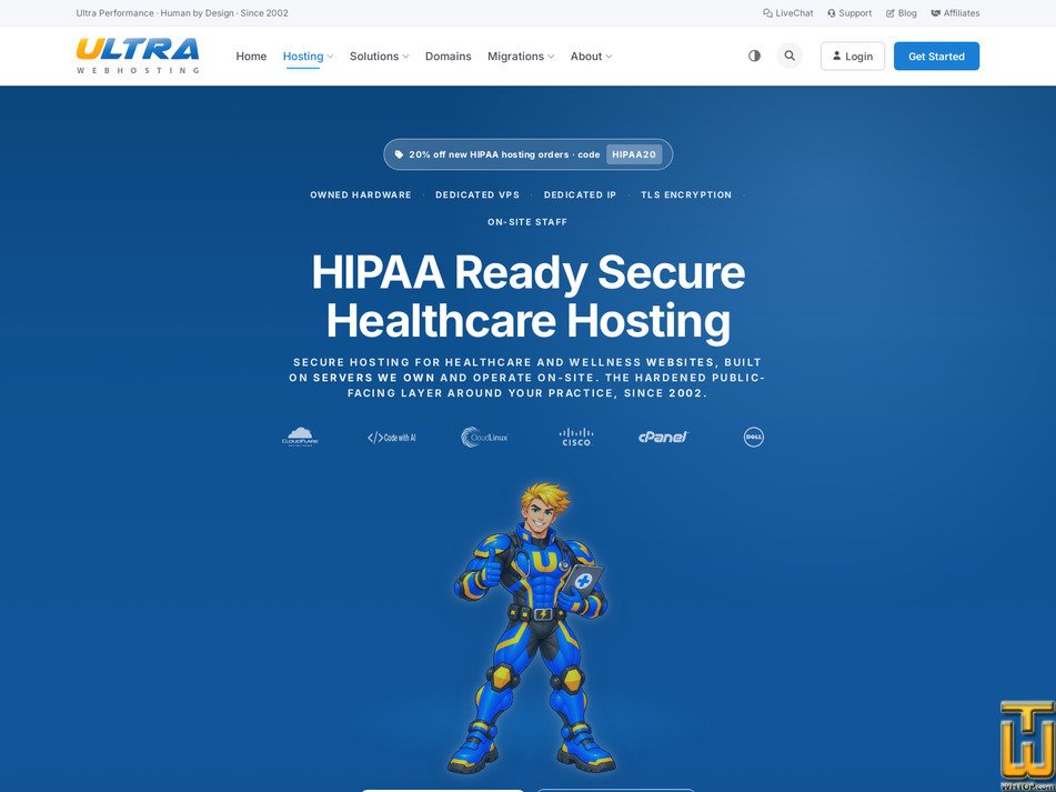 Taken on 7 October, 2026 screenshot of HIPAA Hosting from ultrawebhosting.com