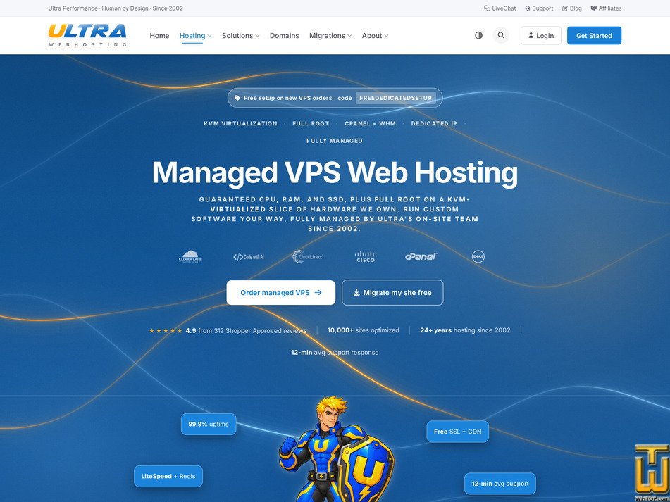 screenshot of Managed VPS Plan from ultrawebhosting.com