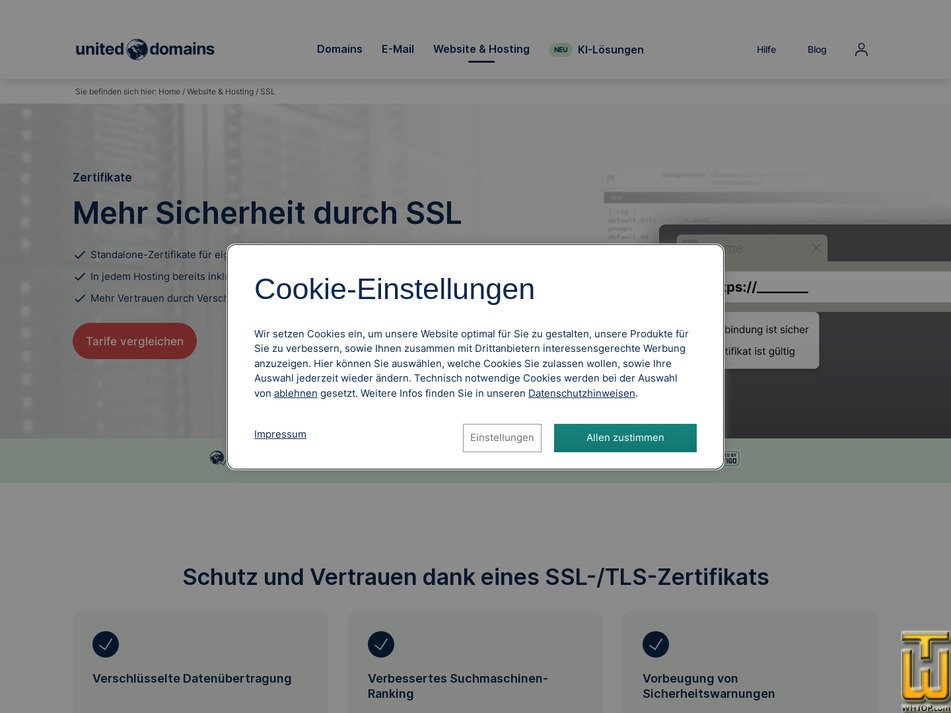 Taken on 6 October, 2026 screenshot of SSL Basis from united-domains.de
