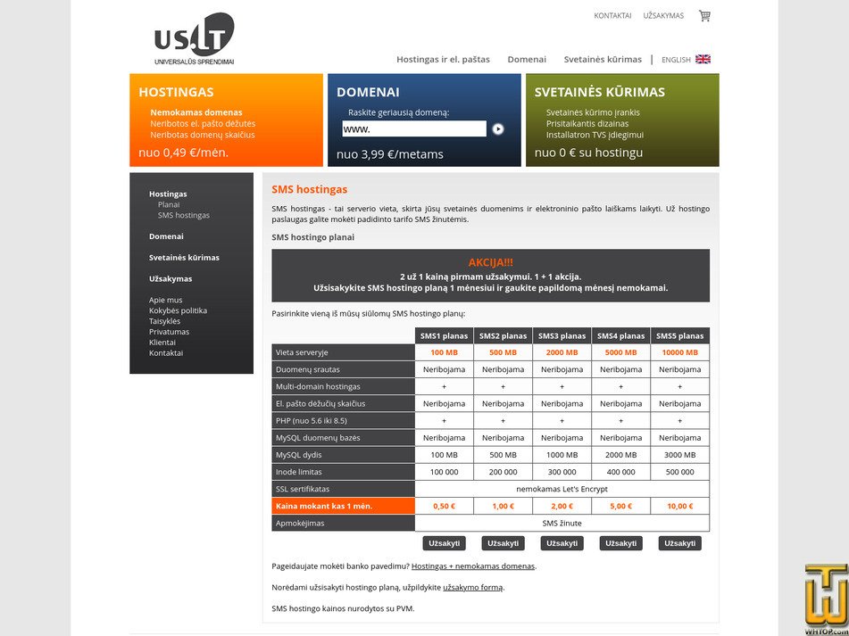 Taken on 20 July, 2026 screenshot of SMS1 Plan from us.lt