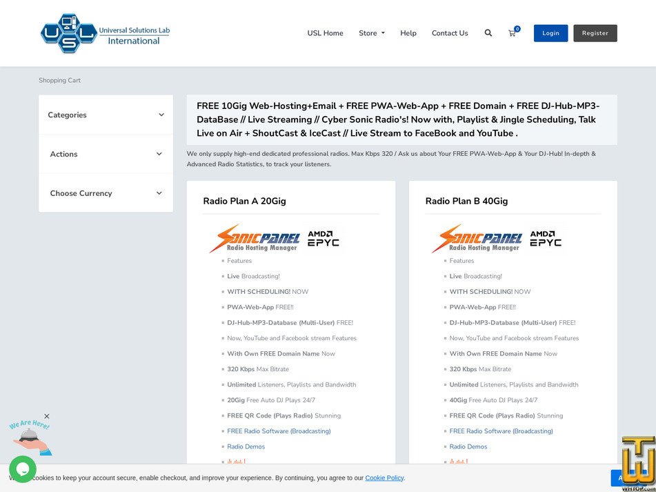 Taken on 17 September, 2026 screenshot of Radio Plan A 20Gig from usl.website