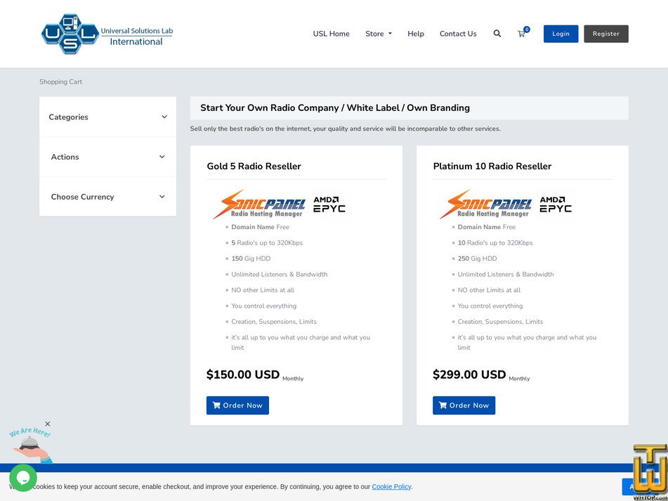 Taken on 17 September, 2026 screenshot of Gold 5 Radio Reseller from usl.website