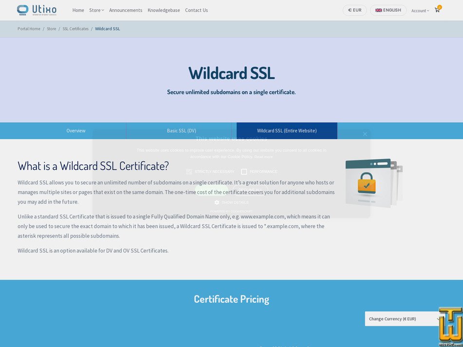 Taken on 4 March, 2026 screenshot of RapidSSL Wildcard from utixo.net