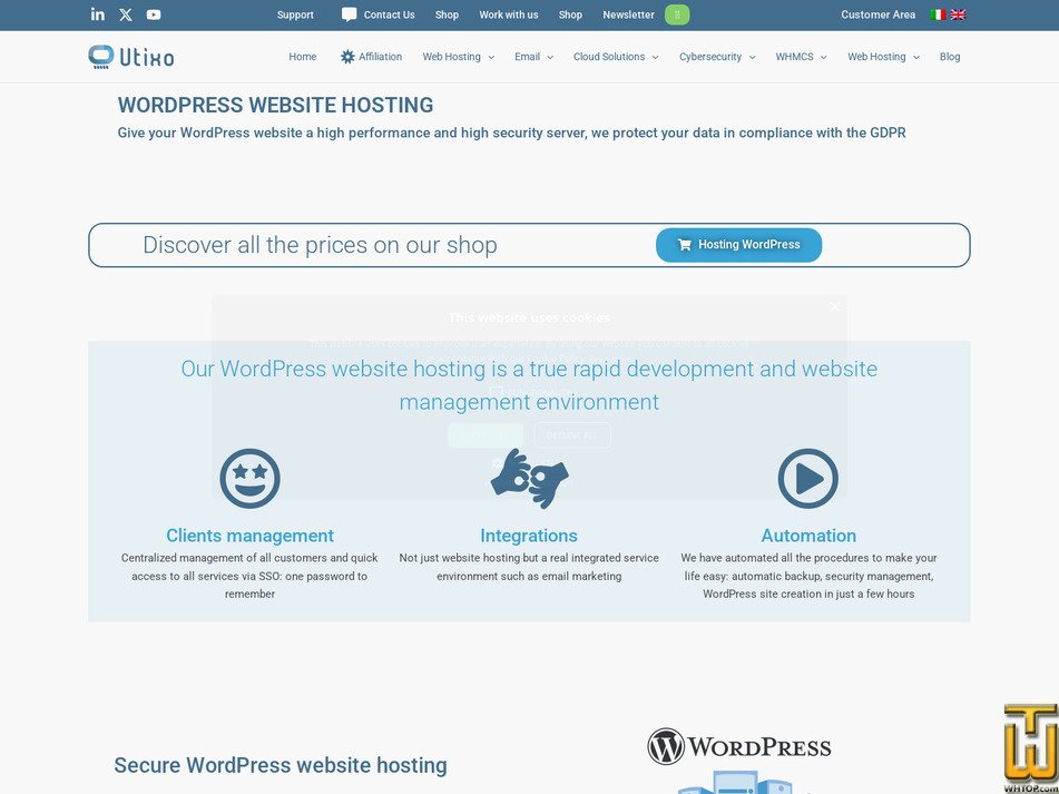 Taken on 4 March, 2026 screenshot of Hosting WordPress Gold from utixo.net