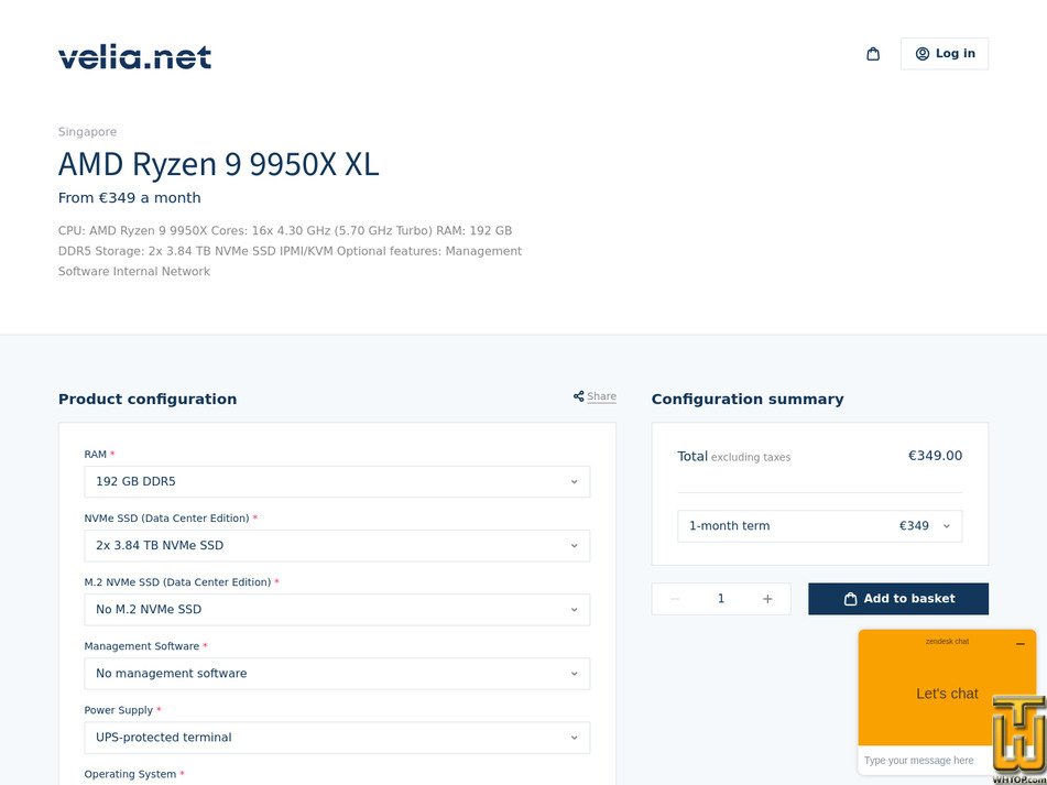 Taken on 7 October, 2026 screenshot of AMD Ryzen 9 9950X XL - Singapore from velia.net