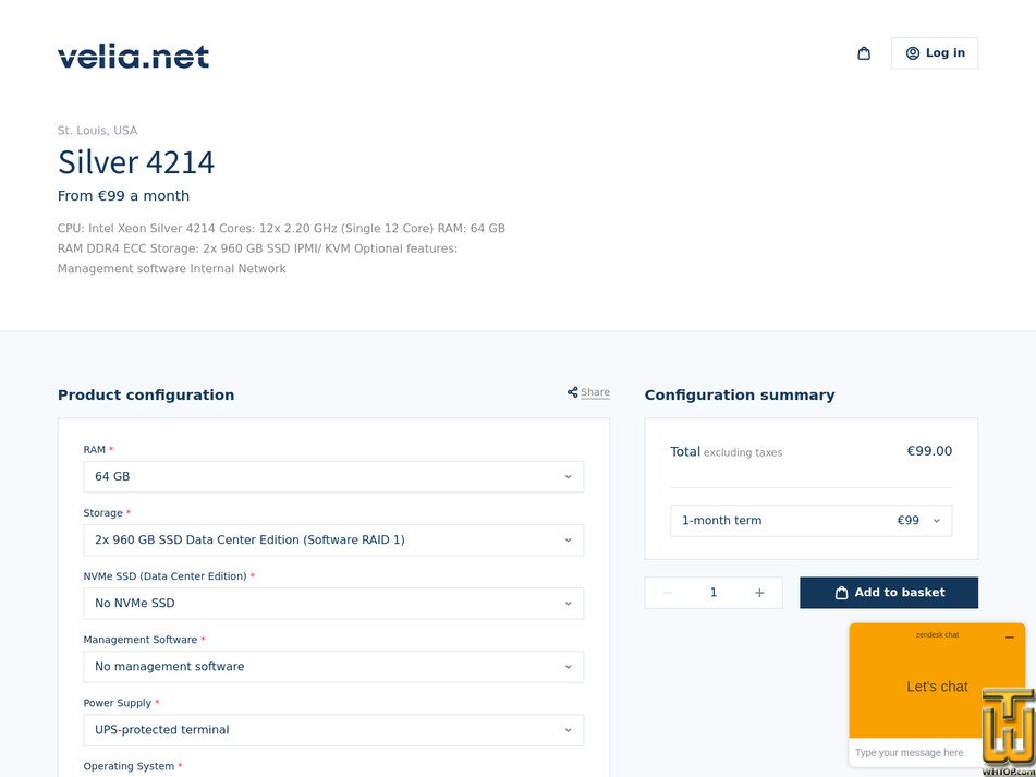 screenshot of Silver 4214 from velia.net