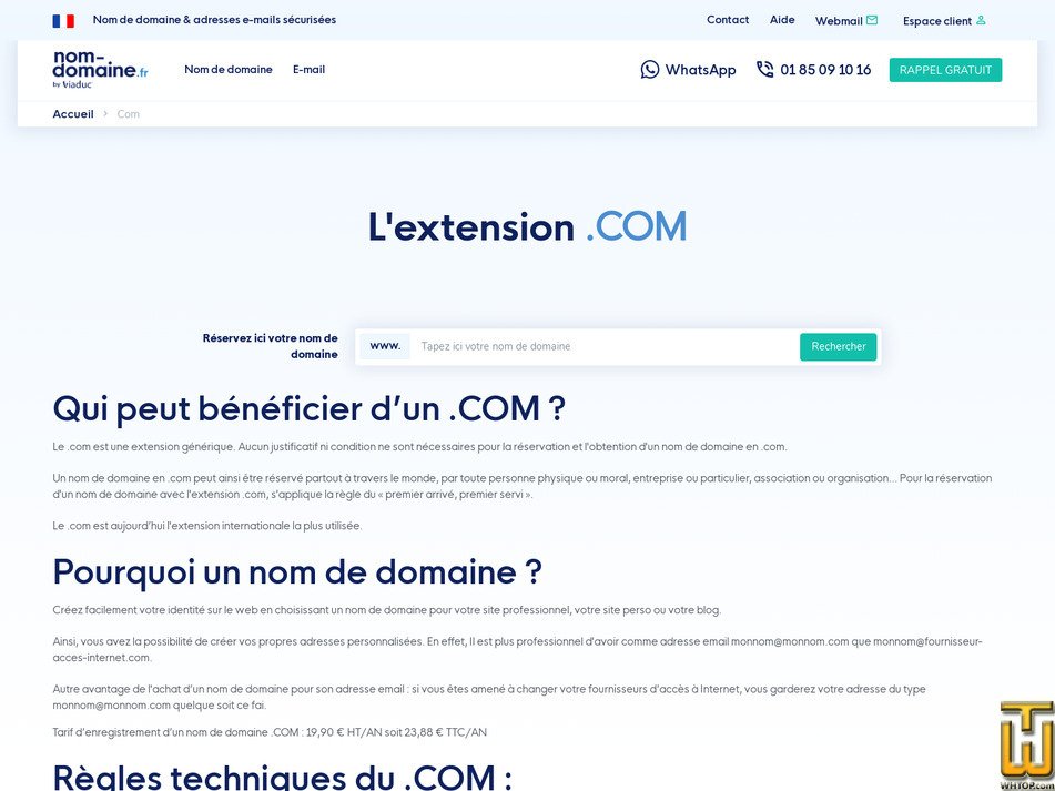 screenshot of .COM from viaduc.fr