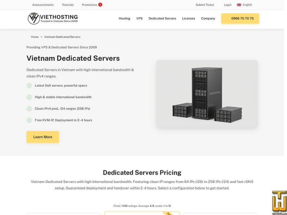 screenshot of VH-SERVER 1 from viethosting.com