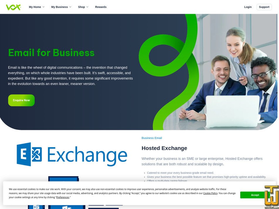 Taken on 12 May, 2026 screenshot of Hosted Exchange: Professional from vox.co.za